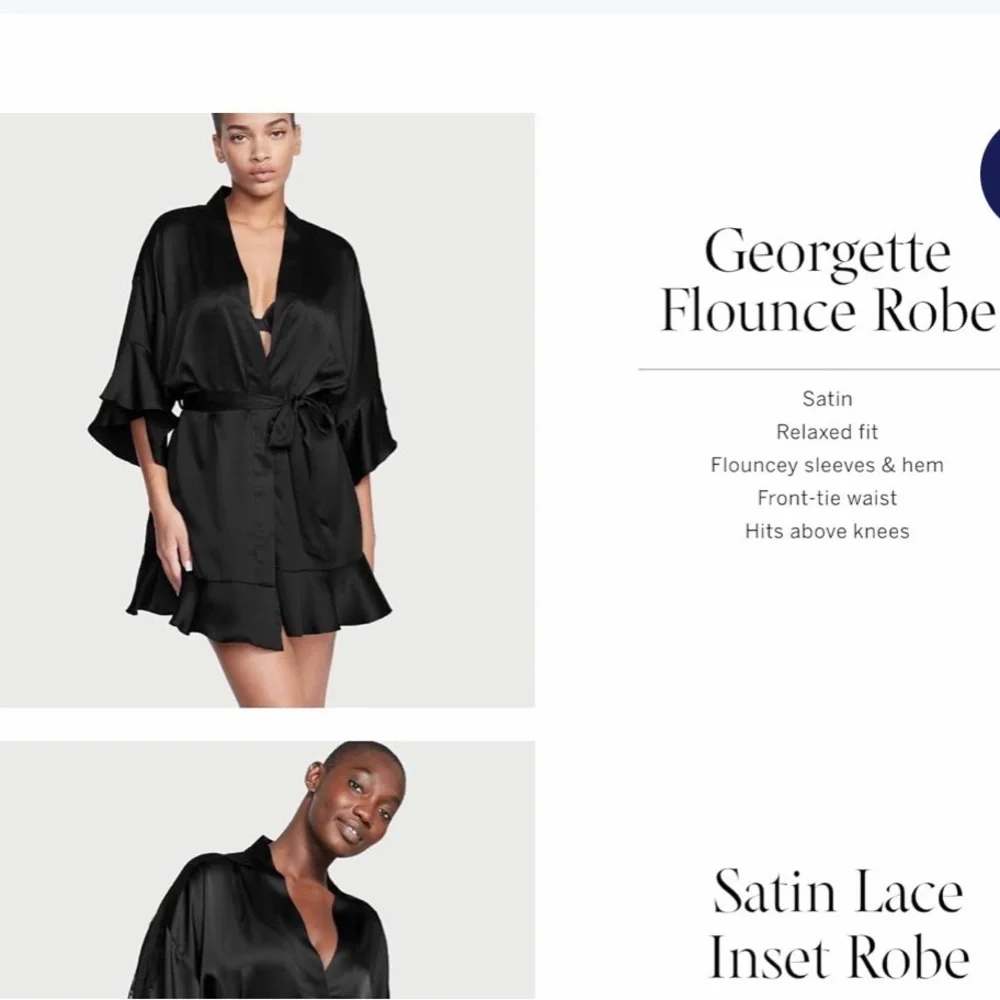 Victoria’s Secret Luxurious Flounce Satin Tie-Waist Robe - NWT XS/S XS/P